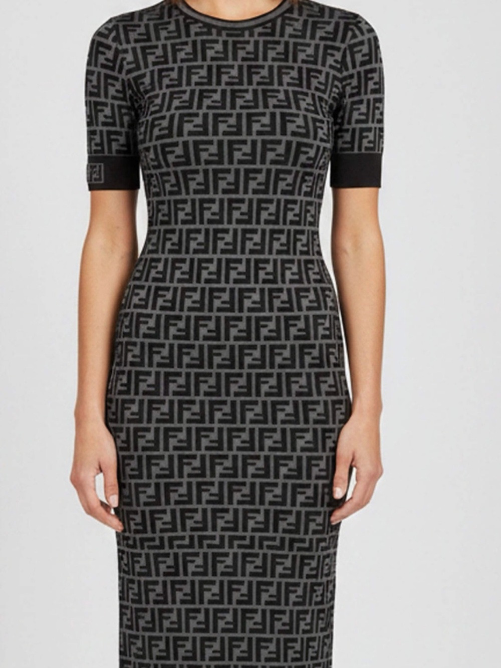 Fendi Gray and black FF monogram dress